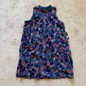 NWT ~ Tommy Hilfiger ~ Blue and Pink Floral Trapeze Dress ~ Velvet ~ Size 16
